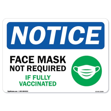 Public Safety Sign, Notice, Face Mask Not Required If Fully Vaccinated, 36in X 48in Decal